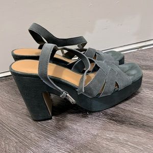 Splendid “Piper” dark sage suede platform sandals